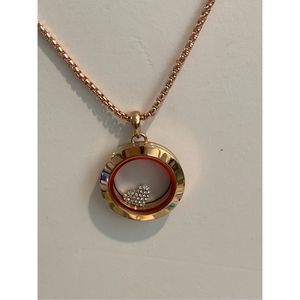 Rose Gold Locket Chain and Crystal Heart #keepsake #rose gold #heart